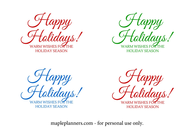 Happy Holidays Cards - Download Free Printables