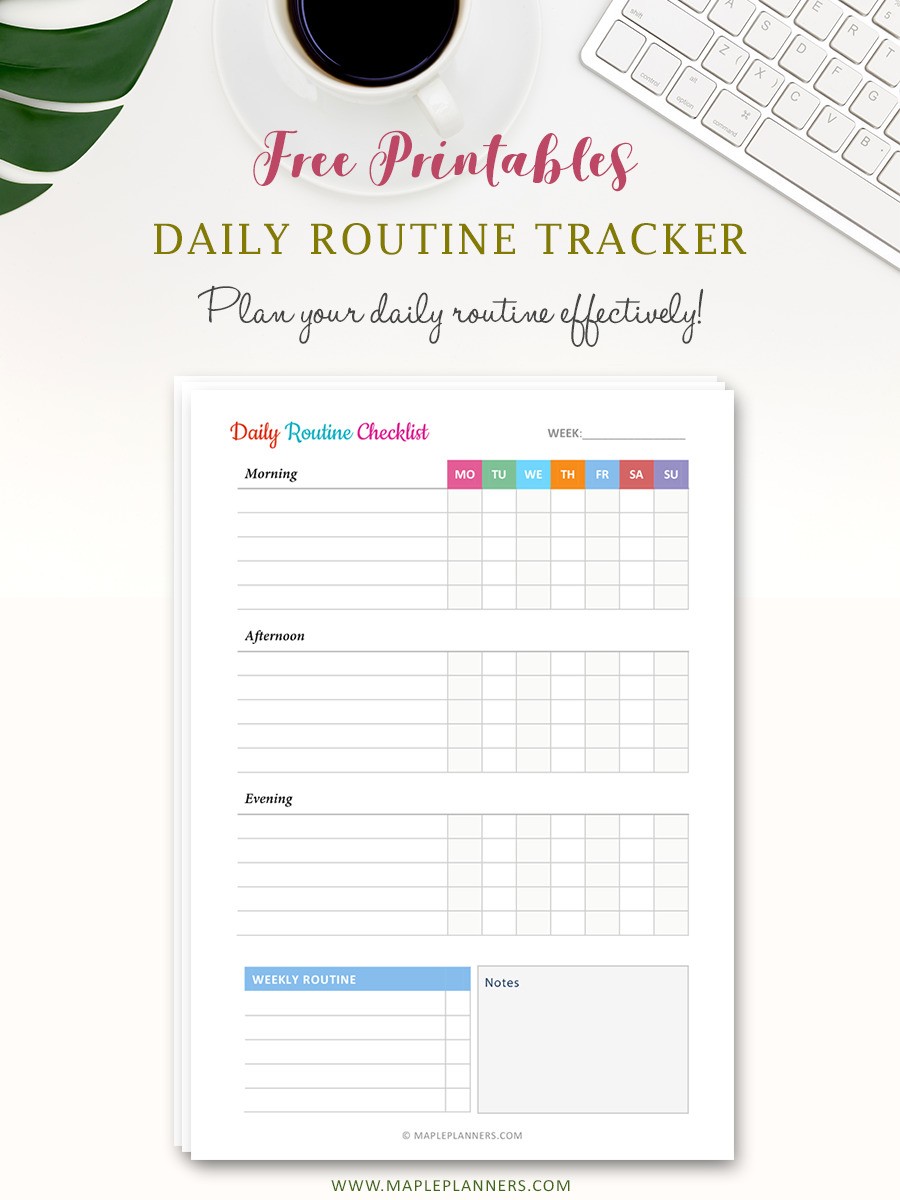 plan your routine with daily routine tracker printable