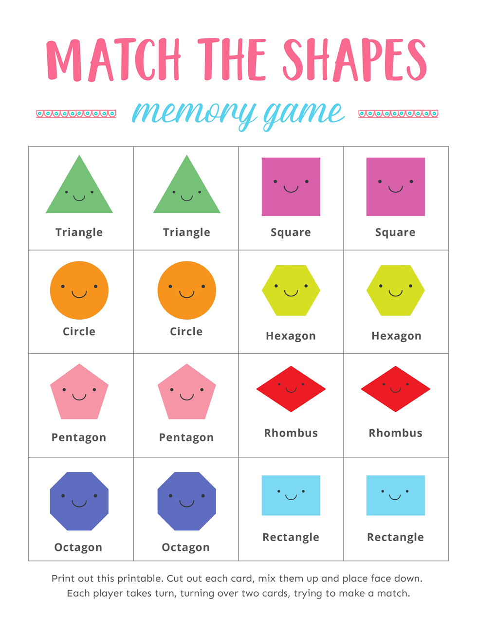 match the shapes memory games for kids download free printables