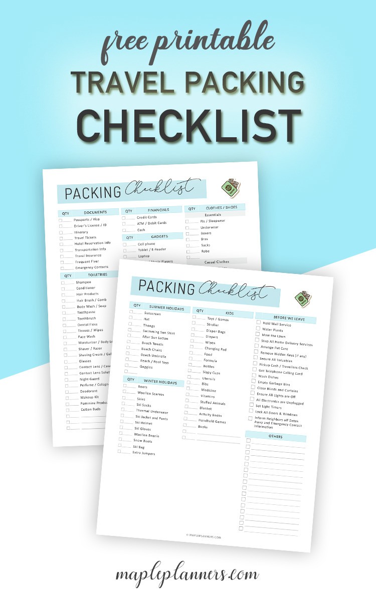 Travel Planner: Free Travel Packing Checklist