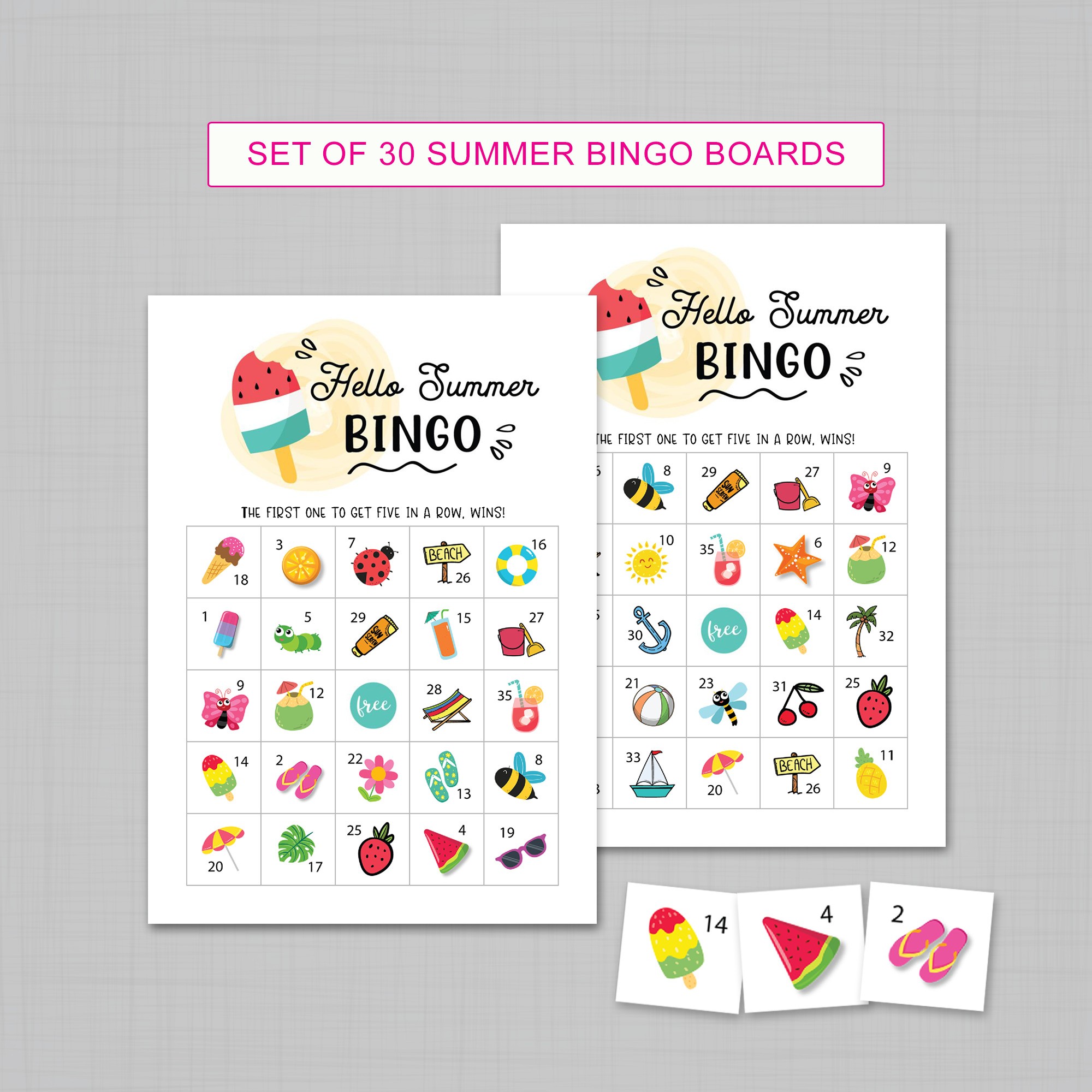 hello summer bingo cards download free printables