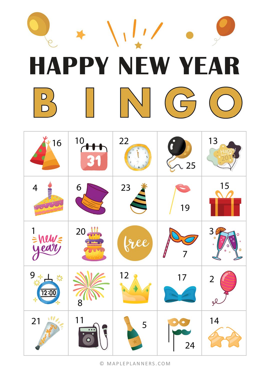 New Year Bingo Printable Cards - Download Free Printables